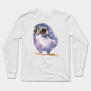 Watercolor Derpy Owl Long Sleeve T-Shirt